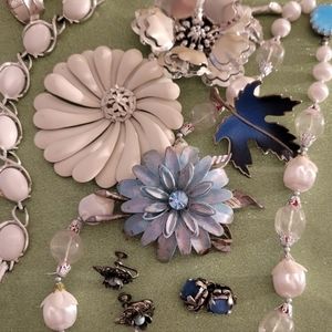 unique rare RETRO beaded necklace blue glass clasp